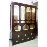 CHINESE CABINET, 19th century lacquered and mirror panelled, with doors and drawers,