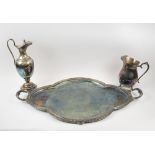 SERVING TRAY, late 19th century silver plate of shaped elliptical form, 81cm x 51cm,