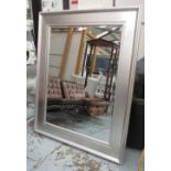 MIRROR, bevelled in silver painted frame , 155cm x 124cm.