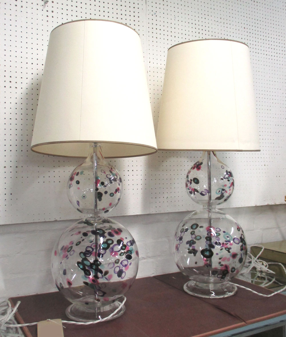 LYSANDER TABLE LAMPS BY WILLIAM YEOWARD, a pair, with white shades, (RRP £1350, each,