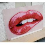 LIPS PHOTOPRINT, on tempered glass, 80cm x 120cm.