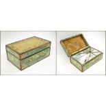 FRENCH CASKET, 19th century with glazed and painted panels, mirrored interior, 26.5cm x 17cm x 11.