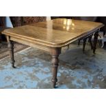 DINING TABLE, Victorian mahogany with two extra leaves on fluted legs, winder included,