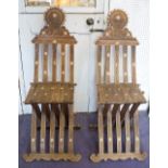 SIDE CHAIRS, a pair, Damascus hardwood,