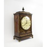 BRACKET CLOCK, Regency with rosewood and brass inlaid case, twin fusee movement,