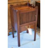 BEDSIDE CABINETS, a pair, George III design mahogany with handle pierced gallery,