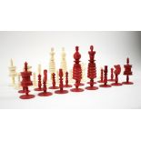 CANTONESE IVORY CHESS SET, early 20th century, tallest piece 12.5cm H.