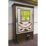 1930'S ART DECO GRAPHIC, STOCK EXCHANGE FAIRGROUND SLOT MACHINE, 46cm x 18cm x 73cm.