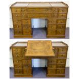 ARCHITECTS DESK, George III mahogany, with brass galleried top and pull out leather slope,