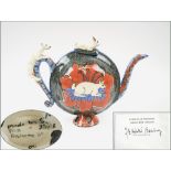 ARDMORE POTTERY 'RABBIT TEAPOT', 20cm H, with certificate of authenticity.