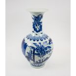 CHINESE VASE, 19th century blue and white ceramic, of baluster form, decorated figural scenes,