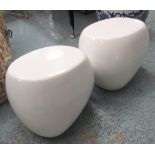 SIDE TABLES, a pair, in cream in the form of pebbles, 45cm x 37cm x 36cm H.