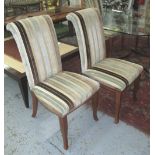 DINING CHAIRS, a set of five, high backed striped (with faults).