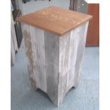 PEDESTAL, in a faux driftwood effect finish, with solid oak top, 45cm W x 45cm D x 82cm H.