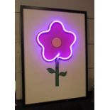 FLOWER POWER, by Bee Rich, bespoke wall feature with graphic flower image with light up pink detail,