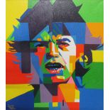 PAINTING, 20th century, Mick Jagger, on canvas, signed Eri, 100cm x 118cm.