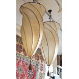 FORTUNY LAMPS, a pair, parchment and wire framed of spiral form, 79cm H x 40cm W.