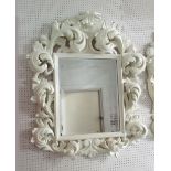 MIRROR, bevelled, in ornate Louis XV style white frame, 106cm x 91cm.