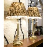 TABLE LAMPS, a pair, by Zara Home, silvered finish with feather shades, 56cm H.