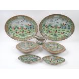 CHINESE DINNER WARES, late 20th century famille verte ceramic, comprising serving platters,