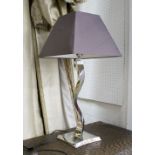 PORTO ROMANA TABLE LAMP, in twisted chromed metal with shade, 80cm H.