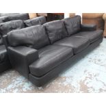 SOFA, black leather by Moroso, 82cm H x 240cm W x 88cm D.