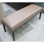 HALL STOOL, in faux leather on square supports, 122cm x 41cm x 48cm H.