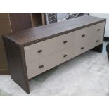 PHILIPPE HUREL SIDEBOARD, four long drawers on a scalloped wooden surround,