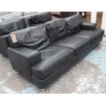 SOFA, black leather by Moroso, 82cm H x 240cm W x 88cm D.