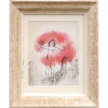 MARC CHAGALL, 'Hiver', 1973, original lithograph printed by Mourlot, 28cm x 22cm, framed and glazed.