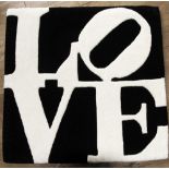 ROBERT INDIANA, 'Black and white love', original multiple, textile and woven rug, 30cm x 60cm,