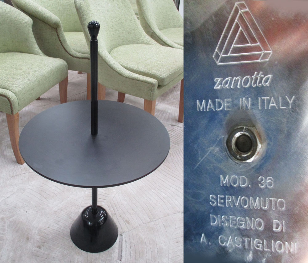 SERROMUTO SIDE TABLE, by Zanotta, in a black all over finish, 86cm H x 50cm diam.