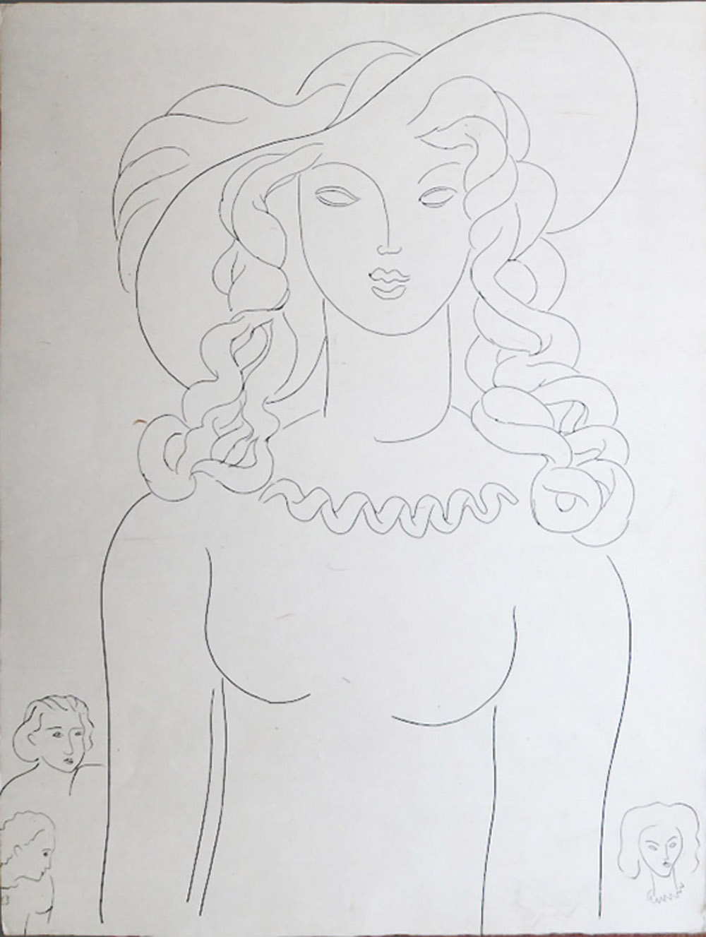 HENRI MATISSE, 'Femme de Face avec Remorques', original etching on Arches paper, 1932, edition 145,