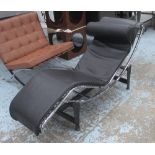 CORBUSIER STYLE DAY BED, black leather, 156cm L.