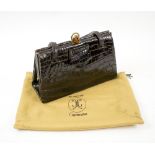 LODIX VINTAGE HANDBAG, brown crocodile leather, gold tone fitments, approx. 24cm W x 15.5cm H.