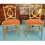 SIDE CHAIRS, a pair, late 19th/early 20th century French Louis XVI style giltwood.