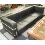 SOFA, Le Corbusier manner, LC3 grand three seater, in black leather and chromed metal frame,