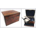 VICTORIAN WALNUT TRAVELLING BOX,