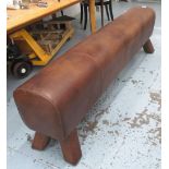 GYM HORSE BENCH, by Timothy Oulton, in a brown leather finish, 196cm L x 40cm W x 56cm H approx.