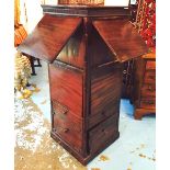 CENTRE MUSIC STAND, George III mahogany with hinged square top above twin adjustable rests,