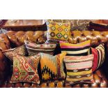 VINTAGE KILIM CUSHIONS, eight examples, in various sizes and designs.