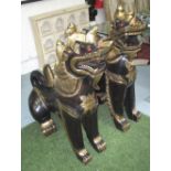 TEMPLE DOGS, a pair, Oriental, gilt and painted finish, 104cm H.