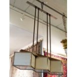 PENDANT CHANDELIER, French Art Deco style patinated metal,