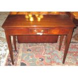 HALL TABLE, George III mahogany of adapted shallow proportions with glove frieze drawer,