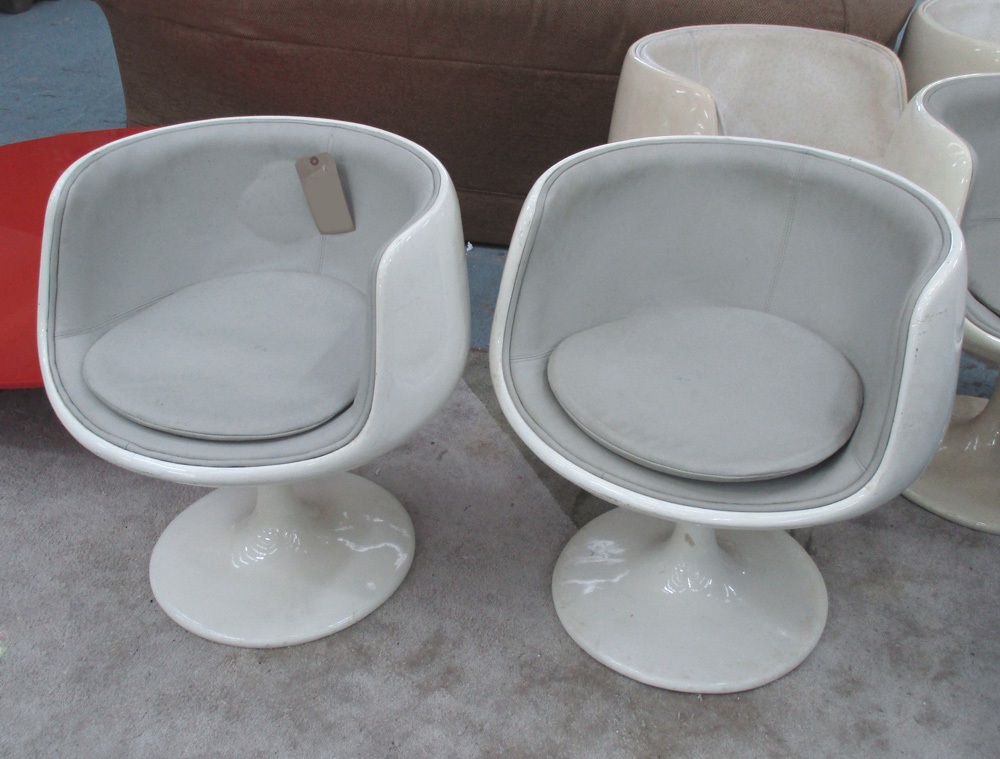 TULIP STYLE CHAIRS, a matched set of six,