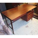 DESK, in the mid century Danish taste with four drawers on one side and one long drawer,