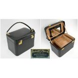 FORTNUM AND MASON TRAVEL VANITY CASE, silk lined fitted interior, 31cm W x 21cm D x 20.5cm H.