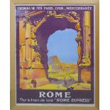 ROME-CHEMINES DE FER PARIS-LION-MÉDITERRANÉE, vintage poster by Imprimerie Corneille-Serre,