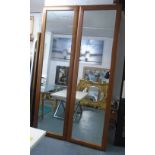 WALL MIRRORS, a pair, tall teak, framed, 241cm x 69cm.