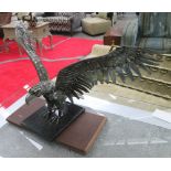 EAGLE FIGURE, metal on a marble base, 54cm H.